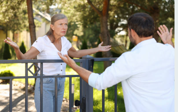 Argument at a garden gate